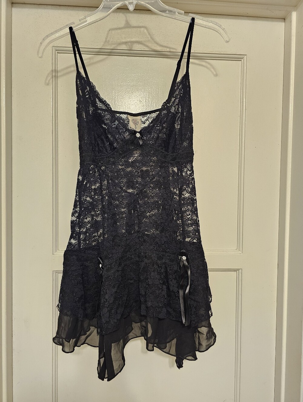 Women's Black Lace Chemise Slip - Bralette Style